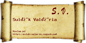 Sulák Valéria névjegykártya